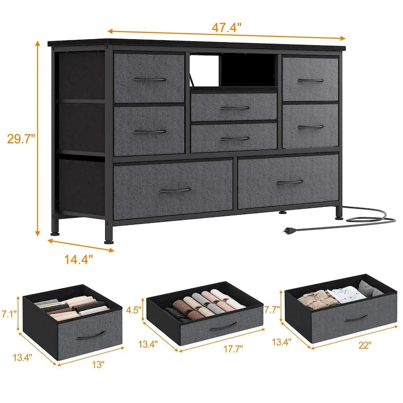 Dresser TV Stand with Power Outlet & Led for 55 TV - 55 inches