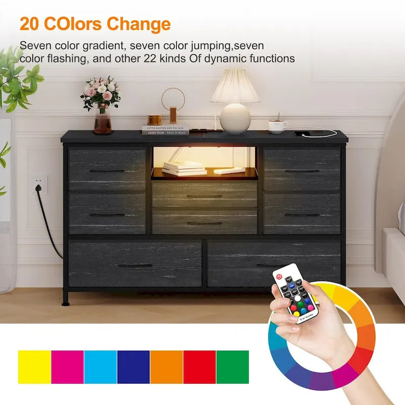 Dresser TV Stand with Power Outlet & Led for 55 TV - 55 inches