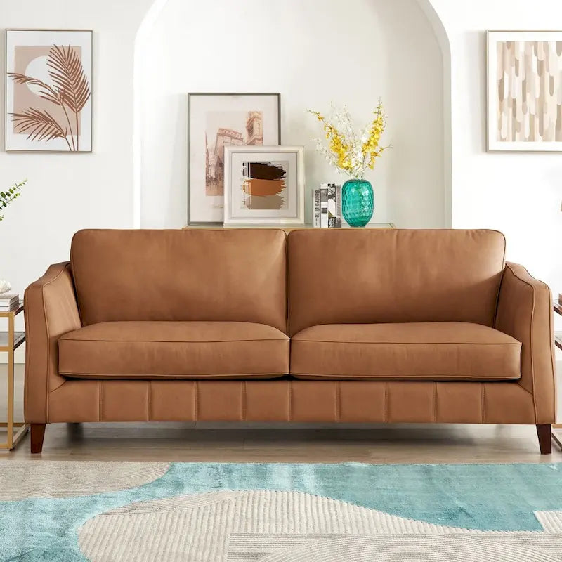 Hydeline Aria Top Grain Leather Sofa and Chair Set with Feather Memory Foam and Springs