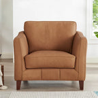 Hydeline Aria Top Grain Leather Sofa and Chair Set with Feather Memory Foam and Springs