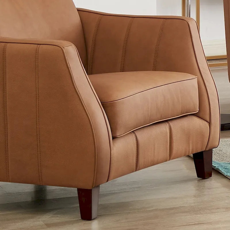 Hydeline Aria Top Grain Leather Sofa and Chair Set with Feather Memory Foam and Springs