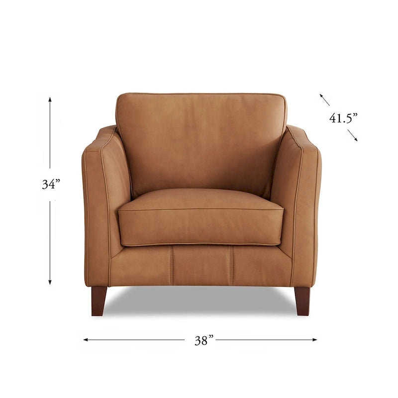 Hydeline Aria Top Grain Leather Sofa and Chair Set with Feather Memory Foam and Springs