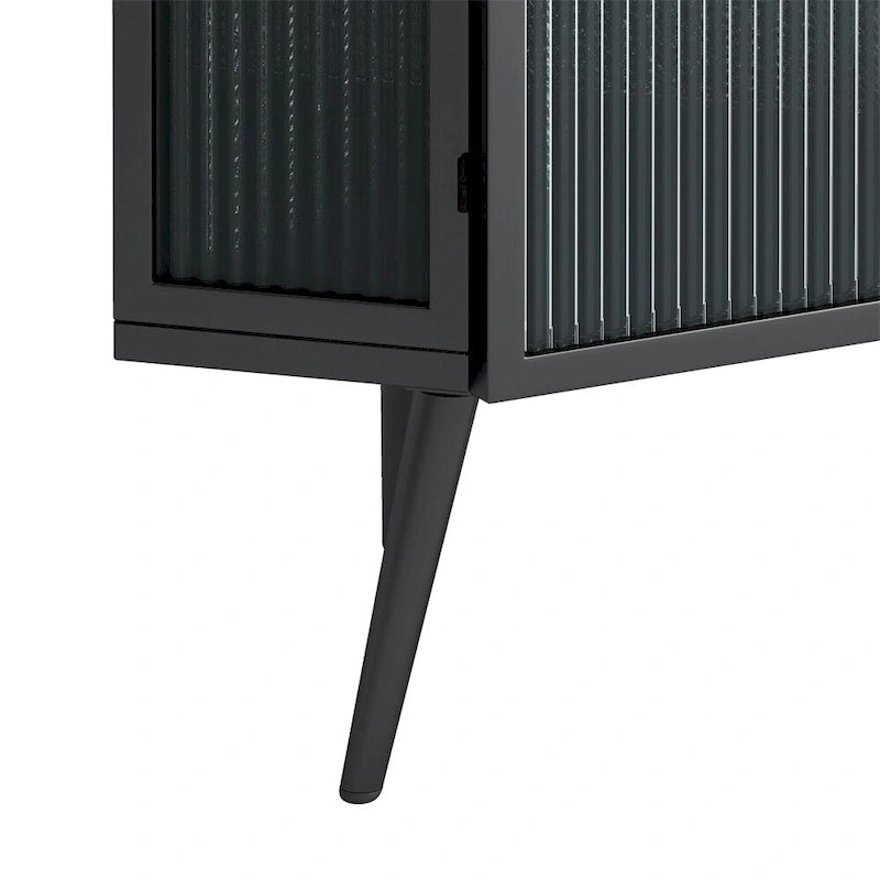 22.25 Floor Coner Cabinet with Tempered Glass Door & Storage Shelves