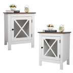 Set of 2 Industrial Nightstand Bedside End Table with Door
