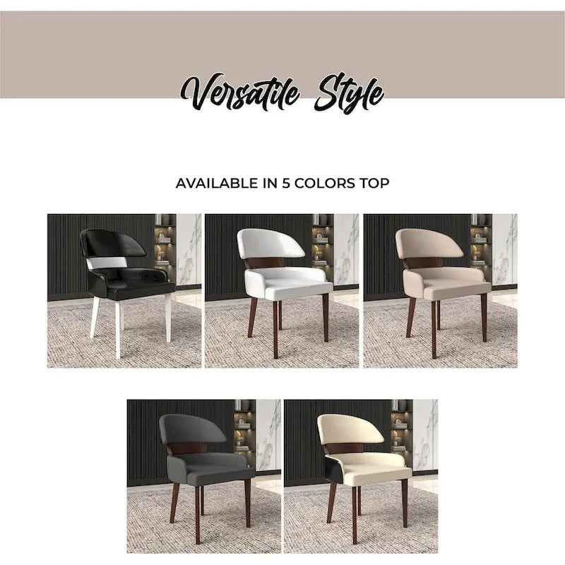 Leather Dining Chair with a Curved Back in Rubberwood Ethos Series by LeisureMod