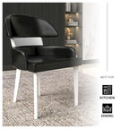 Leather Dining Chair with a Curved Back in Rubberwood Ethos Series by LeisureMod
