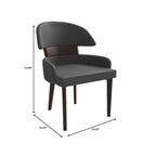 Leather Dining Chair with a Curved Back in Rubberwood Ethos Series by LeisureMod