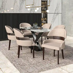 Leather Dining Chair with a Curved Back in Rubberwood Ethos Series by LeisureMod