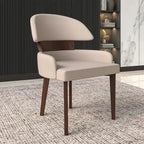 Leather Dining Chair with a Curved Back in Rubberwood Ethos Series by LeisureMod
