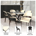 Leather Dining Chair with a Curved Back in Rubberwood Ethos Series by LeisureMod