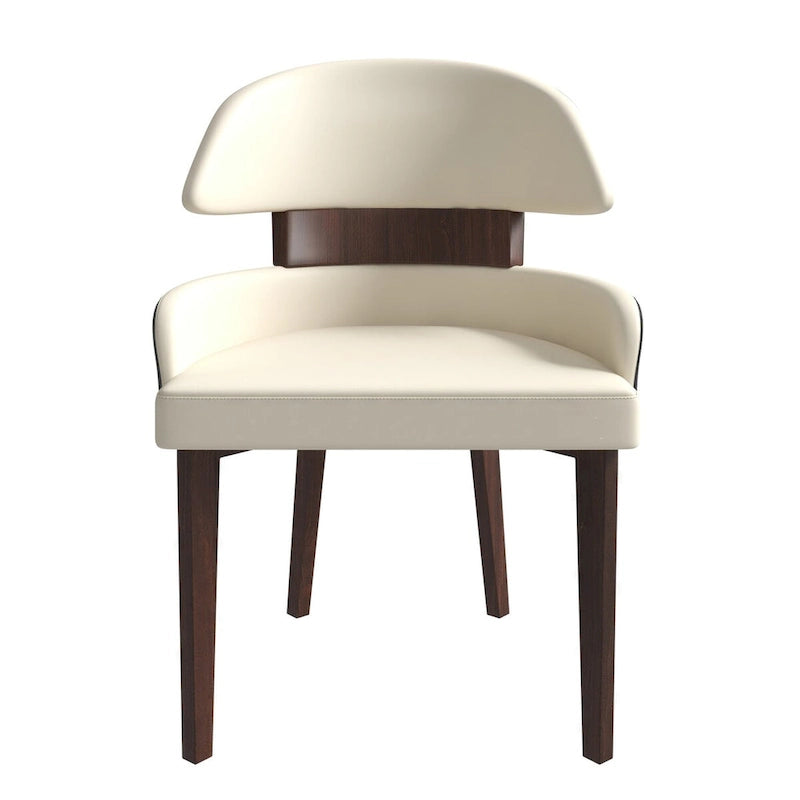 Leather Dining Chair with a Curved Back in Rubberwood Ethos Series by LeisureMod