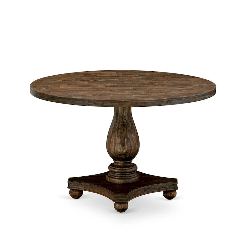 East West Furniture Dining Table Set- a Dining Table & Limelight Linen Fabric Chairs, Distressed Jacobean(Pieces Option)