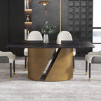 71 & 63 Modern Kitchen Table Marble Sintered Stone Table Top with Metal Gold Finish Legs