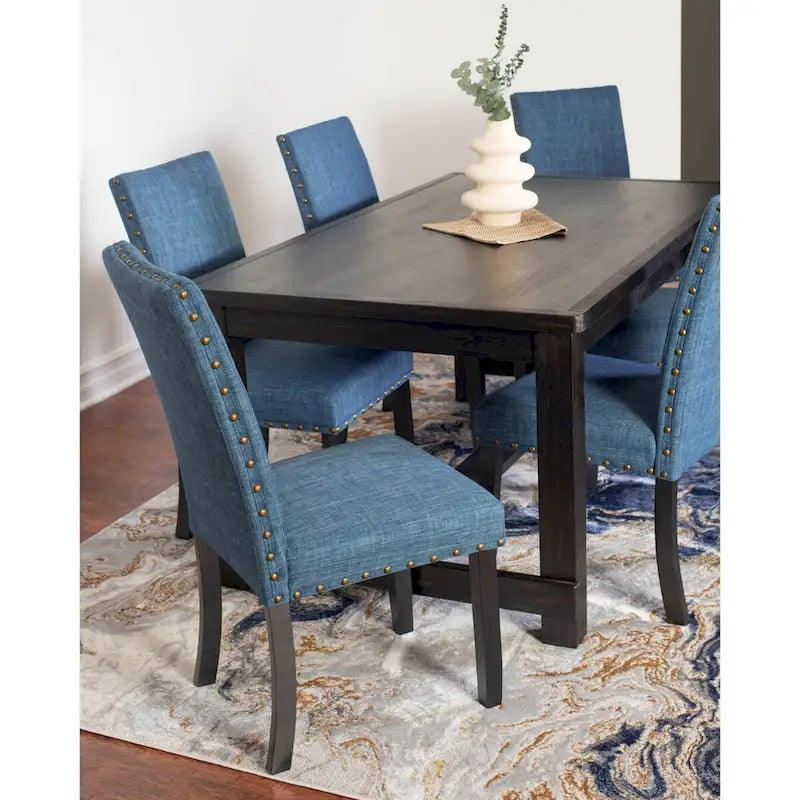 Roundhill Furniture Muzzi Contemporary 7-Piece Dining Set, Dining Table with 6 Stylish Chairs