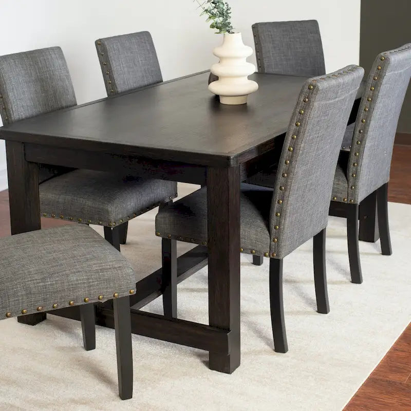 Roundhill Furniture Muzzi Contemporary 7-Piece Dining Set, Dining Table with 6 Stylish Chairs
