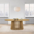 Pasadena 79 inch Solid Wood Oval Dining Table with Slatted Pedestal Base