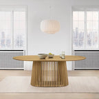Pasadena 79 inch Solid Wood Oval Dining Table with Slatted Pedestal Base