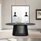 Pasadena 79 inch Solid Wood Oval Dining Table with Slatted Pedestal Base