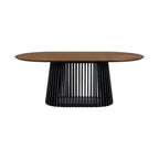 Pasadena 79 inch Solid Wood Oval Dining Table with Slatted Pedestal Base