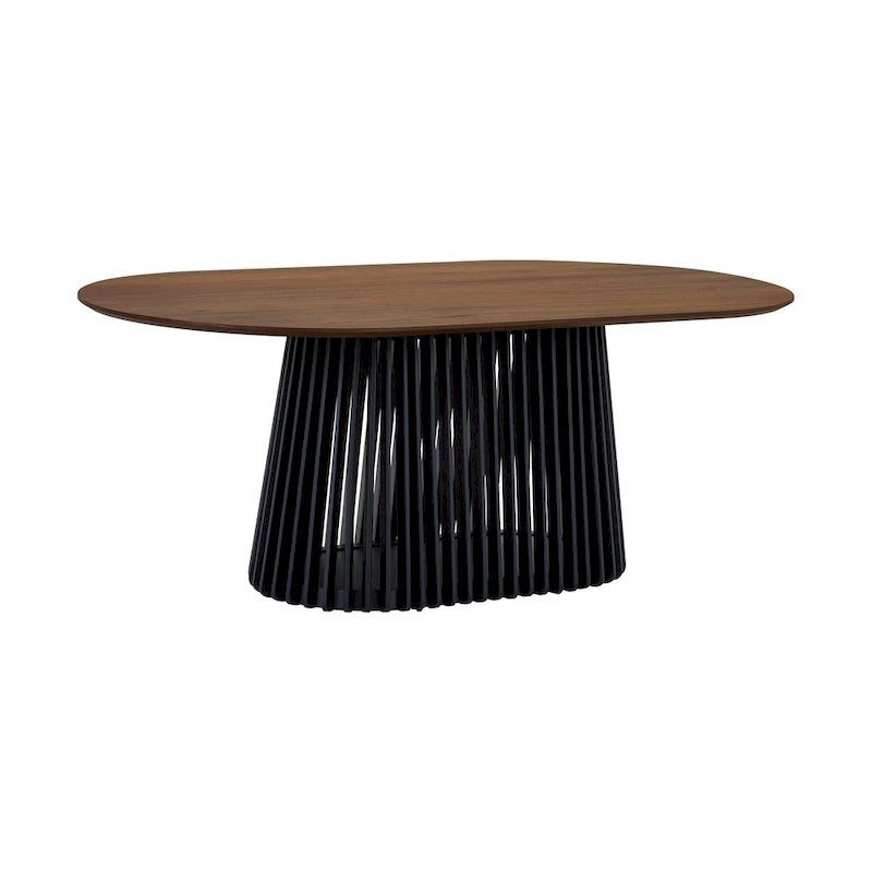 Pasadena 79 inch Solid Wood Oval Dining Table with Slatted Pedestal Base