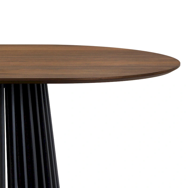 Pasadena 79 inch Solid Wood Oval Dining Table with Slatted Pedestal Base