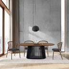 Pasadena 79 inch Solid Wood Oval Dining Table with Slatted Pedestal Base