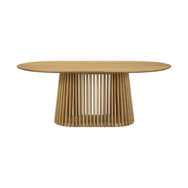 Pasadena 79 inch Solid Wood Oval Dining Table with Slatted Pedestal Base