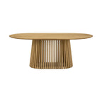 Pasadena 79 inch Solid Wood Oval Dining Table with Slatted Pedestal Base