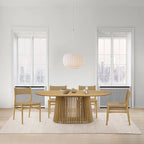 Pasadena 79 inch Solid Wood Oval Dining Table with Slatted Pedestal Base