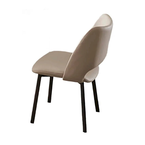22-Inch Dining Chairs (Set of 2) — Beige Faux Leather, Armless with Open Back