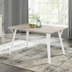 Roundhill Alwynn White and Natural Wood 7-piece Dining Set, Dining Table with 6 Windsor Chairs