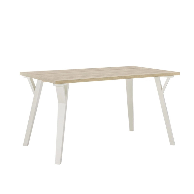 Roundhill Alwynn White and Natural Wood 7-piece Dining Set, Dining Table with 6 Windsor Chairs