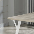 Roundhill Alwynn White and Natural Wood 7-piece Dining Set, Dining Table with 6 Windsor Chairs