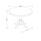 East West Furniture Antique Modern Kitchen Table - a Round Dining Table Top with Pedestal Base, Linen White