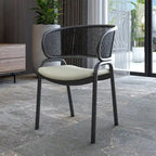 Ervilla Modern Upholstered Dining Chair with Cozy Armchair and Black Iron Legs for Dining Room Kitchen Patio