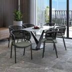 Ervilla Modern Upholstered Dining Chair with Cozy Armchair and Black Iron Legs for Dining Room Kitchen Patio