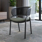 Ervilla Modern Upholstered Dining Chair with Cozy Armchair and Black Iron Legs for Dining Room Kitchen Patio