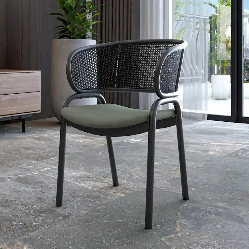 Ervilla Modern Upholstered Dining Chair with Cozy Armchair and Black Iron Legs for Dining Room Kitchen Patio