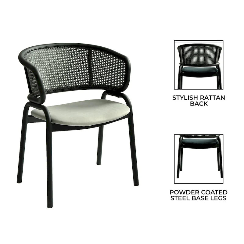 Ervilla Modern Upholstered Dining Chair with Cozy Armchair and Black Iron Legs for Dining Room Kitchen Patio