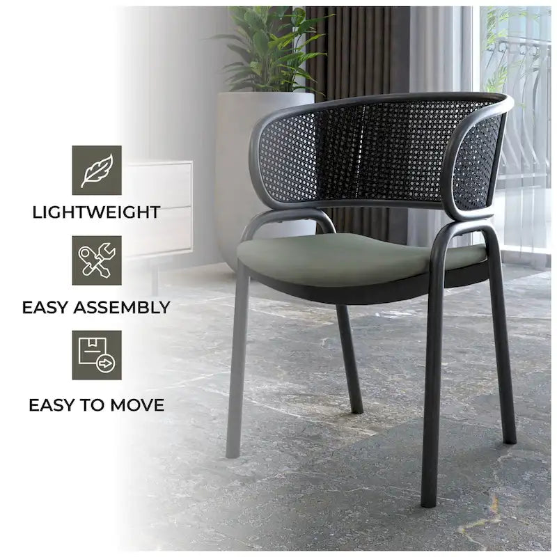 Ervilla Modern Upholstered Dining Chair with Cozy Armchair and Black Iron Legs for Dining Room Kitchen Patio