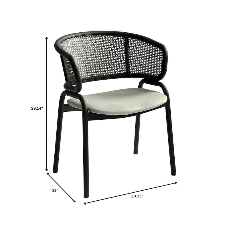 Ervilla Modern Upholstered Dining Chair with Cozy Armchair and Black Iron Legs for Dining Room Kitchen Patio