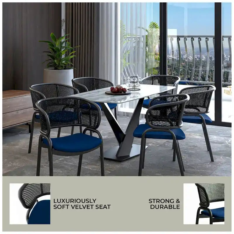 Ervilla Modern Upholstered Dining Chair with Cozy Armchair and Black Iron Legs for Dining Room Kitchen Patio