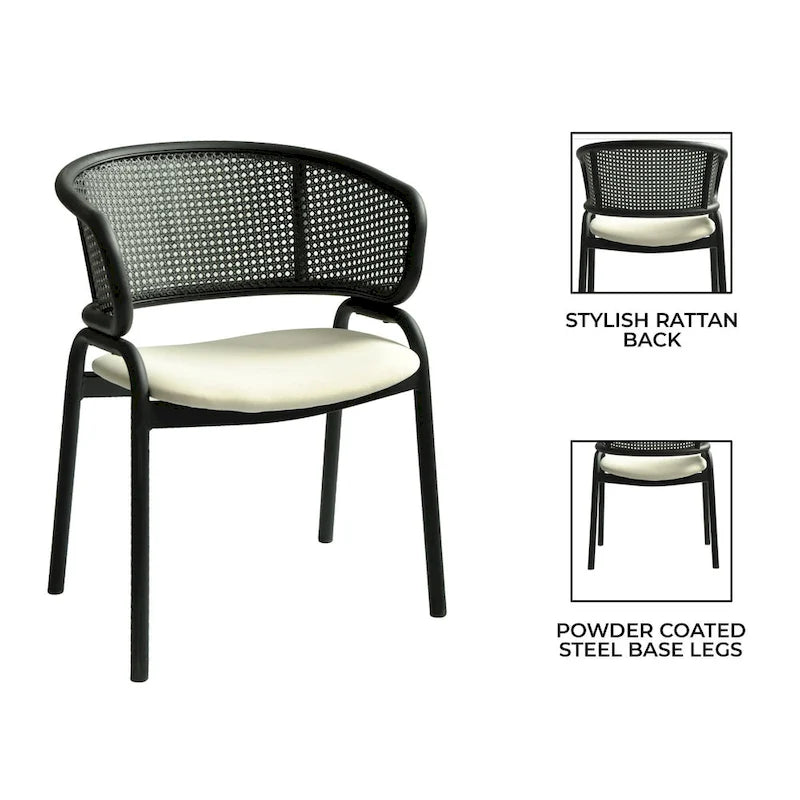 Ervilla Modern Upholstered Dining Chair with Cozy Armchair and Black Iron Legs for Dining Room Kitchen Patio