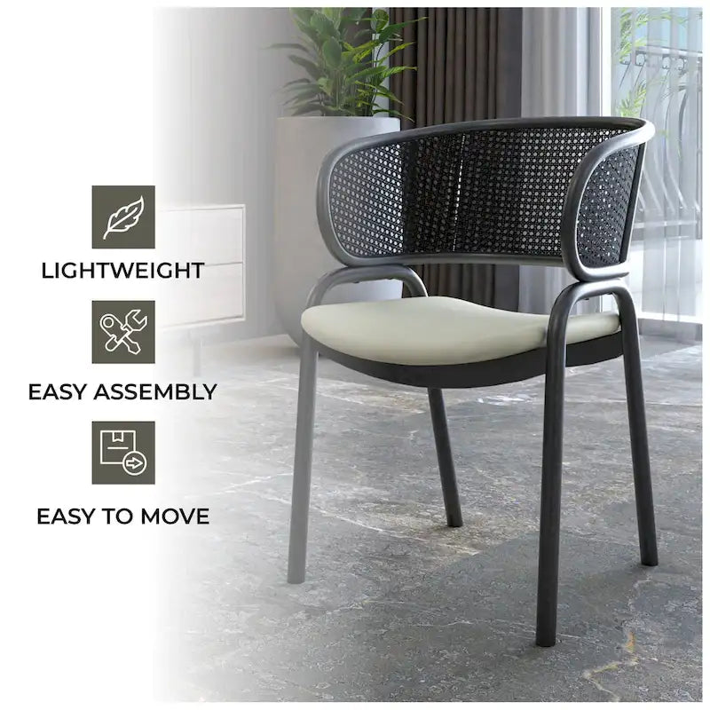 Ervilla Modern Upholstered Dining Chair with Cozy Armchair and Black Iron Legs for Dining Room Kitchen Patio