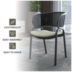 Ervilla Modern Upholstered Dining Chair with Cozy Armchair and Black Iron Legs for Dining Room Kitchen Patio
