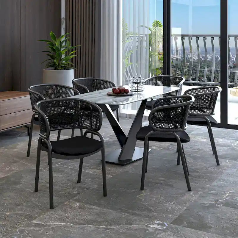Ervilla Modern Upholstered Dining Chair with Cozy Armchair and Black Iron Legs for Dining Room Kitchen Patio