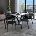 Ervilla Modern Upholstered Dining Chair with Cozy Armchair and Black Iron Legs for Dining Room Kitchen Patio