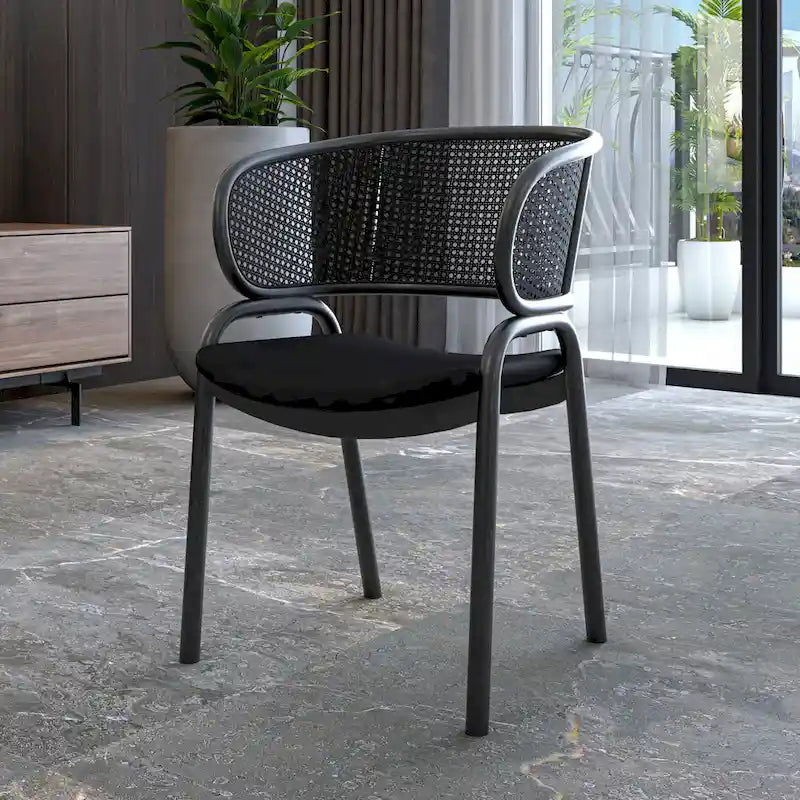 Ervilla Modern Upholstered Dining Chair with Cozy Armchair and Black Iron Legs for Dining Room Kitchen Patio