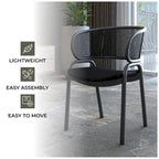 Ervilla Modern Upholstered Dining Chair with Cozy Armchair and Black Iron Legs for Dining Room Kitchen Patio