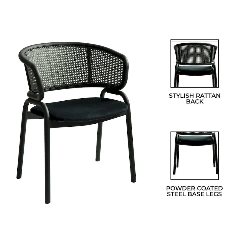 Ervilla Modern Upholstered Dining Chair with Cozy Armchair and Black Iron Legs for Dining Room Kitchen Patio